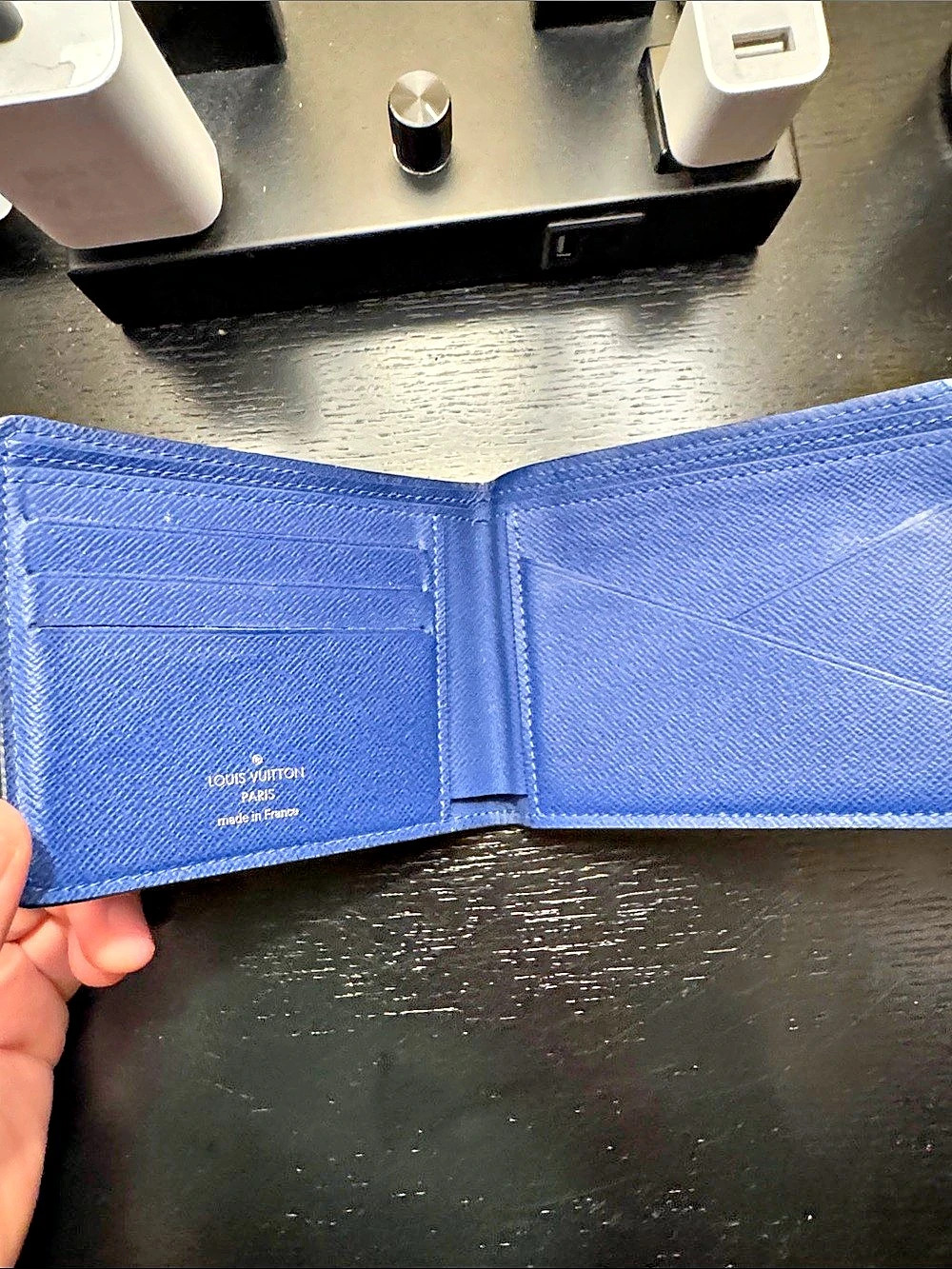 Louis Vuitton Taiga Multiple Wallet Blue Leather